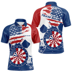 Maxcorners Custom Grunge US Flag Dart Polo Shirts For Men, Patriotic Dart Team League Shirt LM1610