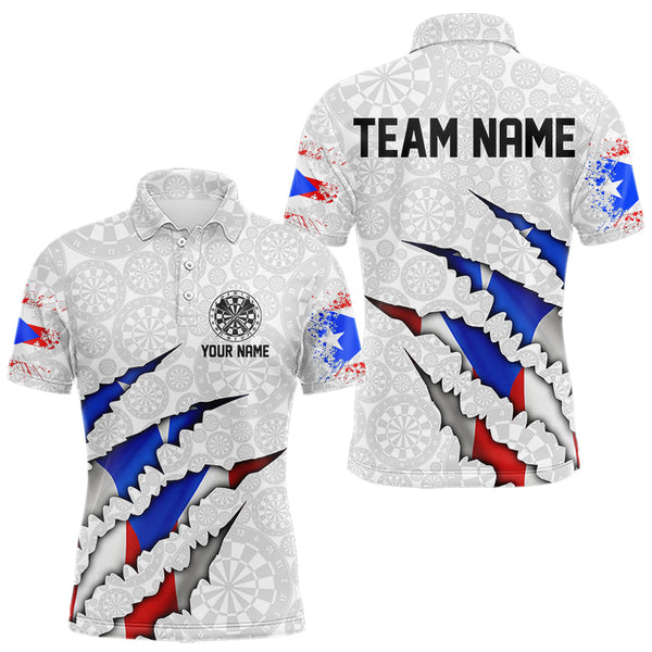 Maxcorners Custom Puerto Rico Flag Dart Team Polo Shirt For Men, Puerto Rico Dart Jerseys LM1610