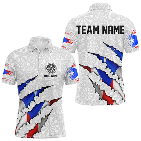 Maxcorners Custom Puerto Rico Flag Dart Team Polo Shirt For Men, Puerto Rico Dart Jerseys LM1610