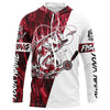 Maxcorners Custom Bass Fishing Tattoo Red Camo Long Sleeve Tournament Fishing Shirts, Bass Fishing Jerseys LM0201