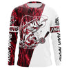 Maxcorners Custom Bass Fishing Tattoo Red Camo Long Sleeve Tournament Fishing Shirts, Bass Fishing Jerseys LM0201