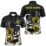 Maxcorners Custom Black And Yellow Cobra Snake Bowling Polo Shirts For Men, Cobra Bowling Team Shirt TU1908