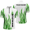 MaxCorners Bowling Ball And Pins Jerseys Bowling Pattern Multicolor Option Customized Name, Team Name 3D Stand Collar Zipper Polo Shirt