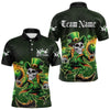 Maxcorners Custom Funny St Patricks Day Leprechaun Skull Bowling Team Polo Shirts, Tournament Outfits