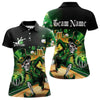 Maxcorners Custom Funny St Patricks Day Leprechaun Skull With Beer Bowling Team Polo Shirts Team Outfit
