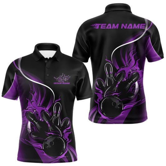 Maxcorners Custom Purple Flame Bowling Men Jerseys, Bowling Team League Shirt Bowlers Jerseys LM1705