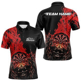 Maxcorners Custom Red Fire Flame Skull With Wings Dart Team Men Polo Shirt, Halloween Outfit LM1610