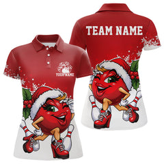 Maxcorners Custom Cute Funny Ladies  Ver 2 Christmas Bowling Polo Shirts, Women Team Xmas Bowling Outfit MT1511