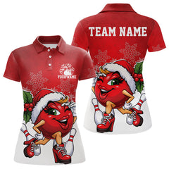 Maxcorners Custom Cute Funny Ladies Ver 3 Christmas Bowling Polo Shirts, Women Team Xmas Bowling Outfit MT1511