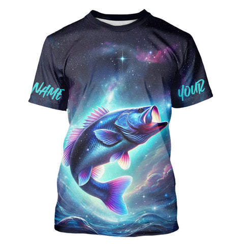 Maxcorners Custom Galaxy Largemouth Bass Fishing T-Shirts For Men MT2108