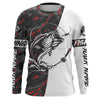 Maxcorners Personalized Bass Fishing Jerseys, Largemouth Bass Tournament Fishing Shirts | Red And Black Camo LM0201