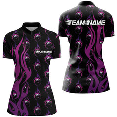 Maxcorners Custom Purple Flame Bowling Shirts Bowling League Shirts With Team Name