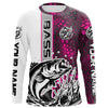 Maxcorners Largemouth Bass Fishing Custom Long Sleeve Tournament Shirts, Bass Fishing Jerseys | Pink Camo LM0201