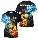 Maxcorners Water And Fire Custom Pickleball Polo Shirts For Men, Pickleball Team Pickleball Jerseys
