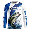Maxcorners Custom Bass Long Sleeve Fishing Shirts, Bass Fishing Tournament Shirts | Blue LM0201