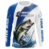 Maxcorners Custom Bass Long Sleeve Fishing Shirts, Bass Fishing Tournament Shirts | Blue LM0201