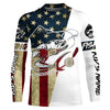 Maxcorners Custom American Flag Mahi Mahi Tattoo Camo Long Sleeve Fishing Shirts, Patriotic Mahimahi Shirt LM0501
