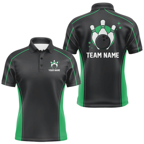 Maxcorners Custom Shamrock Green Classic Bowling Team Polo Shirt For Men, Bowling League Shirt MT2009