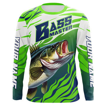 Maxcorners Personalized Bass master Fishing jerseys, Largemouth Bass Long sleeve performance Fishing Shirts LM0201