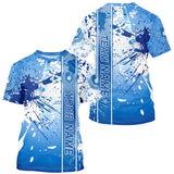 Maxcorners Blue And White Splatter Custom Pickleball Polo Shirts For Men, Pickleball Team Uniform