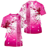 Maxcorners Pink And White Splatter Custom Pickleball Polo Shirts For Men, Pickleball Team Uniform