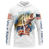 Maxcorners Bass Fishing American Flag Long Sleeve Fishing Shirts, Personalized Patriotic Bass Fishing Jerseys LM0201