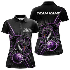 Maxcorners Custom Glowing Purple Dragon Bowling Team Polo Shirts For Men, Dragon Bowling Jerseys LM2707