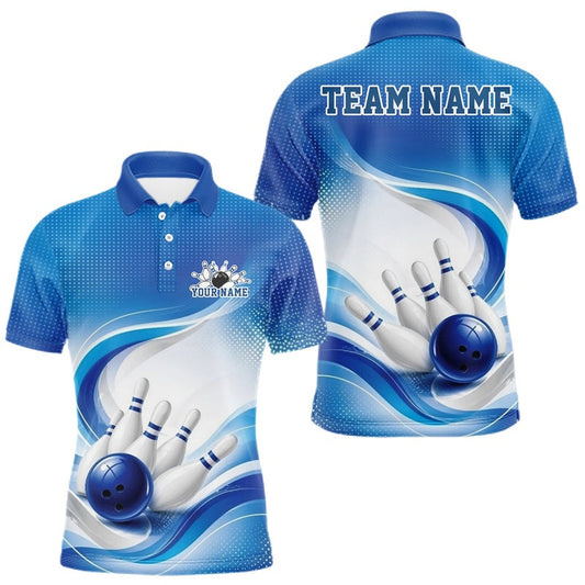 Maxcorners Custom Bowling Tournament Polo Shirt For Men, Bowling League Team Shirt LM2704