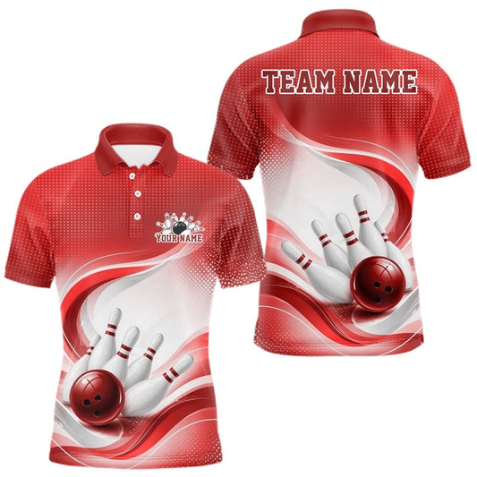 Maxcorners Custom Bowling Tournament Polo Shirts For Men, Bowling League Shirt LM2704