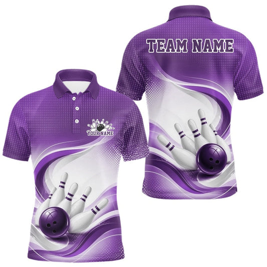 Maxcorners Custom Bowling Tournament Polo Shirts For Men, Bowling League Team Shirts LM2704