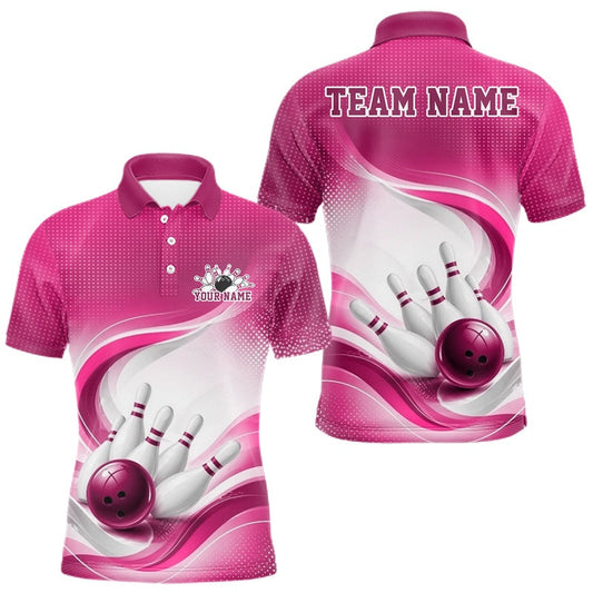Maxcorners Custom Bowling Tournament Polo Shirts For Men, Bowling League Team Shirt LM2704