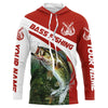 Maxcorners Custom Bass Fishing Long Sleeve Tournament Fishing Shirts, Bass Performance Fishing Jerseys | Red LM0201