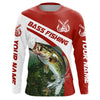 Maxcorners Custom Bass Fishing Long Sleeve Tournament Fishing Shirts, Bass Performance Fishing Jerseys | Red LM0201
