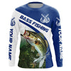 Maxcorners Custom Bass Fishing Long Sleeve Tournament Fishing Shirts, Bass Performance Fishing Jerseys | Blue LM0201