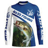 Maxcorners Custom Bass Fishing Long Sleeve Tournament Fishing Shirts, Bass Performance Fishing Jerseys | Blue LM0201
