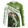 Maxcorners Custom Bass Fishing Long Sleeve Tournament Fishing Shirts, Bass Performance Fishing Jerseys | Green LM0201