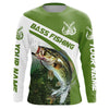 Maxcorners Custom Bass Fishing Long Sleeve Tournament Fishing Shirts, Bass Performance Fishing Jerseys | Green LM0201