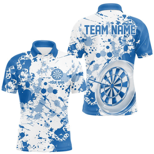 Maxcorners Custom Blue Splatter Dartboard Darts Team Shirt For Men, Dart League Jerseys For Players
