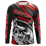 Maxcorners Black And Red Catfish Fishing Jerseys, Custom Catfish Fishing Long Sleeve Fishing Shirts MT2108