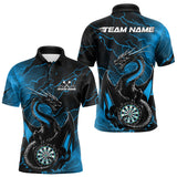 Maxcorners Custom Blue Thunder Lightning Dragon Dart Polo Shirts For Men, Dragon Dart Team Jerseys MT2709