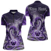 Maxcorners Purple Thunder Lightning Custom Dragon Bowling Polo Shirts For Women, Bowling Team Uniform
