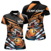 Maxcorners Custom Black And Orange Wolf Bowling Team Polo Shirts For Men & Women, Wolf Bowling Jerseys