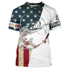 Maxcorners Personalized American Flag Fish Skull Fishing Shirts, Patriotic Long Sleeve Fishing Shirts LM0501