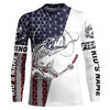 Maxcorners Personalized American Flag Fish Skull Fishing Shirts, Patriotic Long Sleeve Fishing Shirt LM0501