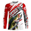 Maxcorners Largemouth Bass Fishing Custom Long Sleeve Tournament Shirts, Bass Fishing Jerseys | Red LM0201