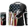 Maxcorners Personalized Bass Fishing American Flag Custom Long Sleeve Fishing Shirts, personalized Patriotic Fishing gifts LM0201