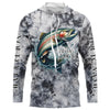 Maxcorners Gray Tie Dye Camo Custom Rainbow Trout Fly Fishing Shirts, Trout Long Sleeve Fishing Shirt  LM0201