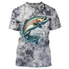Maxcorners Gray Tie Dye Camo Custom Rainbow Trout Fly Fishing Shirts, Trout Long Sleeve Fishing Shirt  LM0201