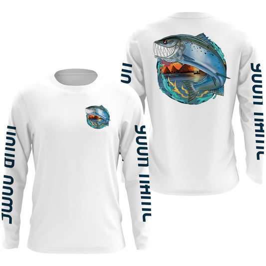 Maxcorners Custom Angry Chinook King Salmon Fishing jerseys, Salmon Long sleeve performance Fishing Shirts LM0201