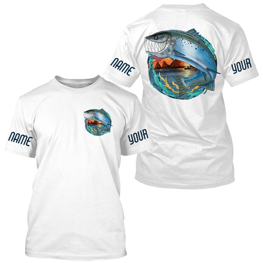Maxcorners Custom Angry Chinook King Salmon Fishing jerseys, Salmon Long sleeve performance Fishing Shirts LM0201